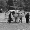 Nadine Vaujour's rented helicopter parked on an athetic field in Paris after her husband's escape from prison in 1986