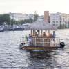 A tiki boat booze cruise in Florida like the one that recently saved a drowning man.